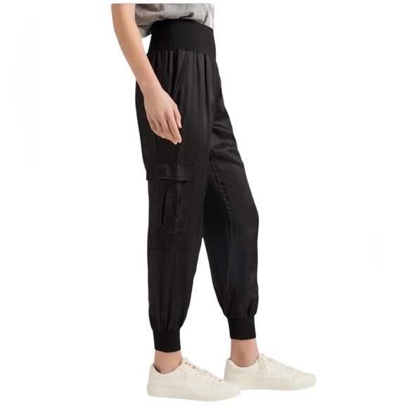 Cinq à Sept Black Satin Giles Cargo Pant - Picture 6 of 7